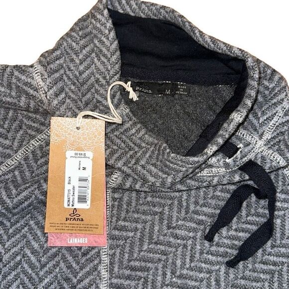 Rare PrAna Gray Mattea Sweater Wool Blend sz M asymmetrical mock collar tunic - Picture 8 of 8